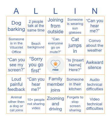 Zoom Bingo Card