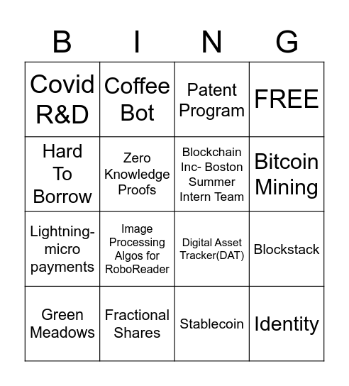 FCAT Core Projects Bingo Card