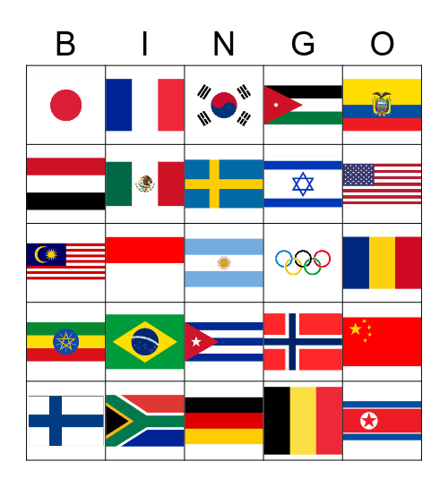 1wsg Olympic Flag Bingo Card