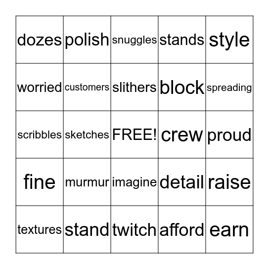 VOCABULARY BINGO Card