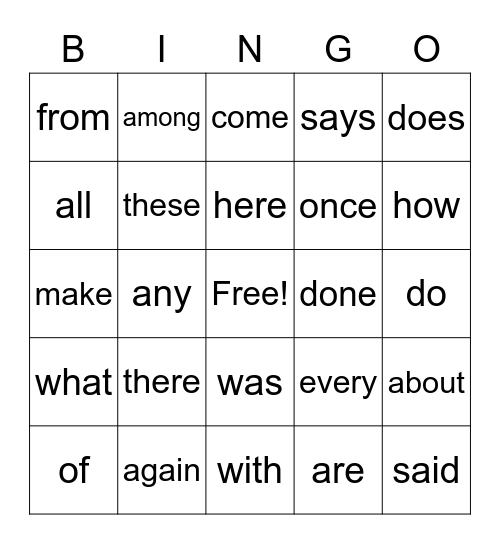 Red Word Bingp Bingo Card