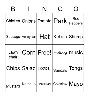 NPSW BBQ Bingo Card