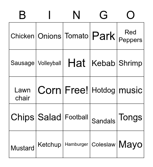 NPSW BBQ Bingo Card
