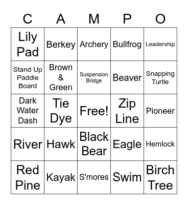 Oswegatchie Bingo Card