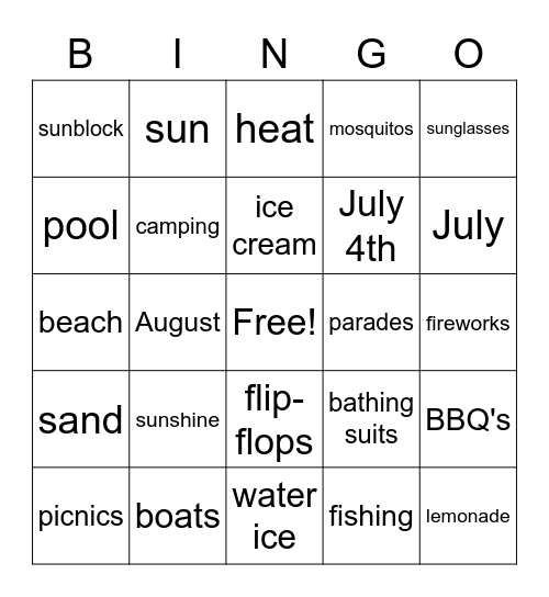 SUMMER BINGO Card