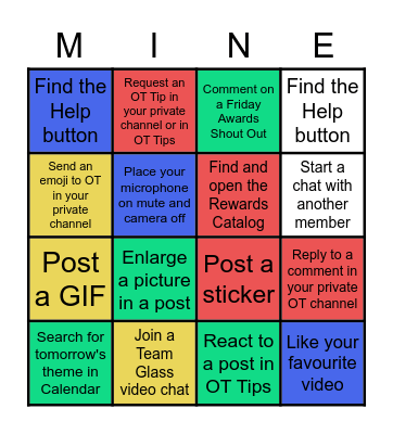 Mud Club Mine Bingo Card