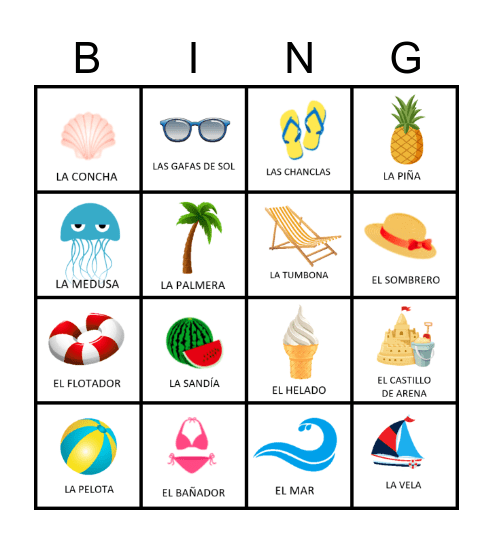 Bingo de vacaciones Bingo Card