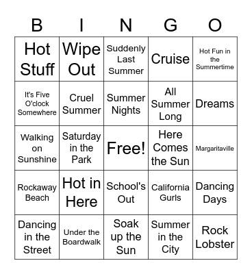 Summer Fun Name that Tune Bingo with DJ P Matty! Bingo Card