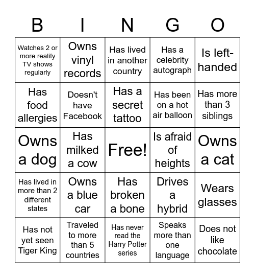 Bingo Board 2 Bingo Card