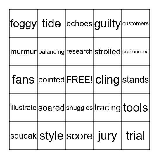 VOCABULARY BINGO Card