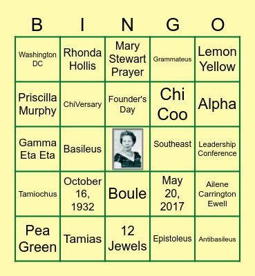 CHI ETA PHI BINGO Card