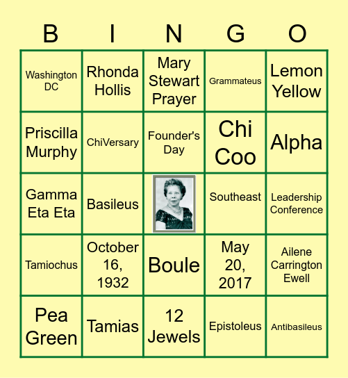 CHI ETA PHI BINGO Card