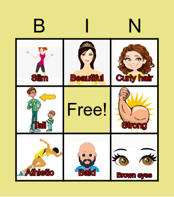 Describing People Bingo Card