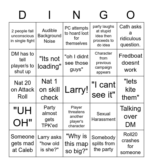 Dnd Bingo 2 Bingo Card