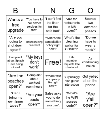 SBP Front Desk Bingo Card