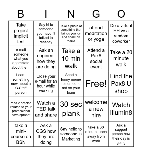 POps Bingo v.3 Bingo Card