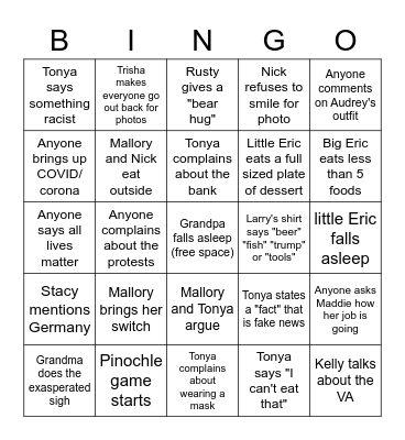 Father's Day Bingo Card