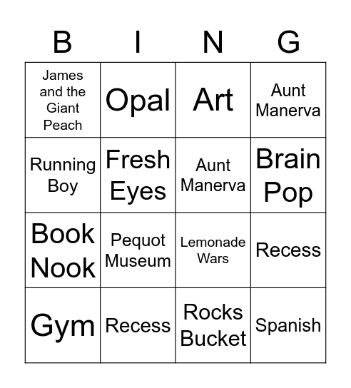 ROOM 14 ROCKS Bingo Card