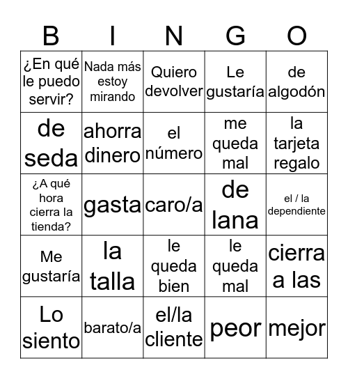 1B Lessons 20, 22 & 23 Bingo Card