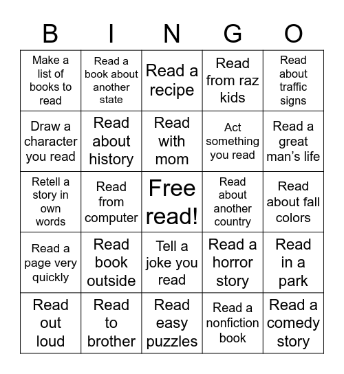 Swastik’s Reading Challenge Bingo Card