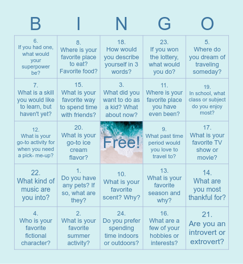 We Dine Together Bingo Card