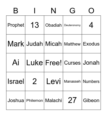 Bible Bingo Card