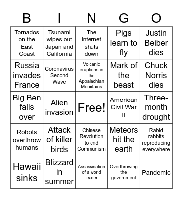 2020 Bingo Card