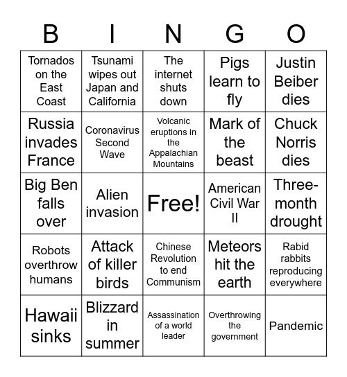 2020 Bingo Card