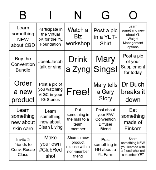 Heroes Convention Bingo 2020 Bingo Card