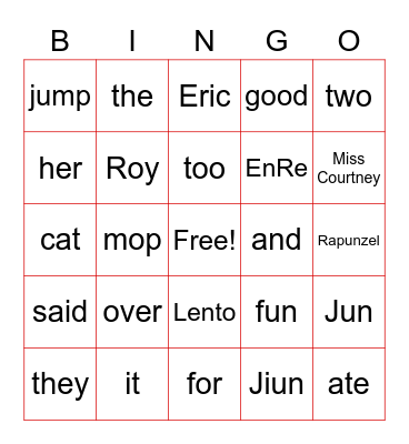 LENTO BINGO Card