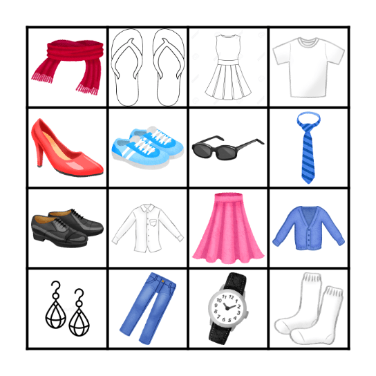 CLOTHES & ACCESSORIES Bingo Card