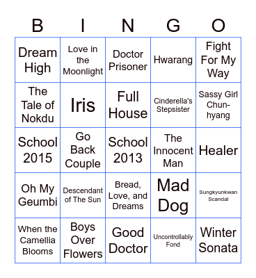 KBS's Drama Bingo Card