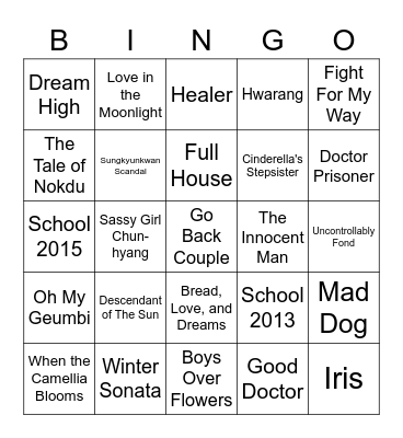 KBS's Drama Bingo Card