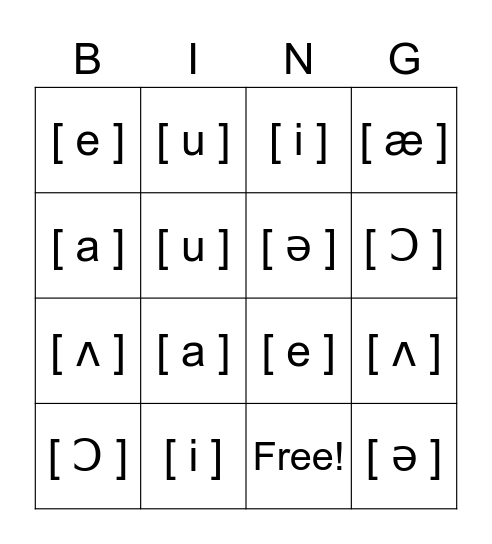 Phonics Is Fun - Vowels Bingo Card