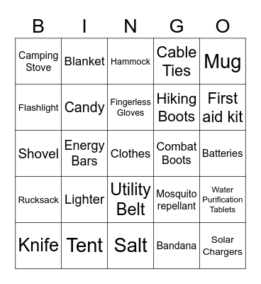 Essential Items in Jumanji Bingo Card