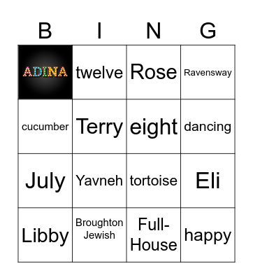 Adina Bingo Card