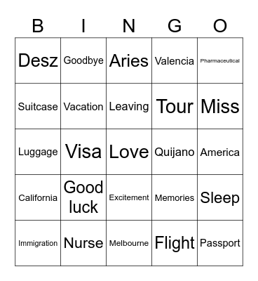 See you soon Desz and Aries! Bingo Card