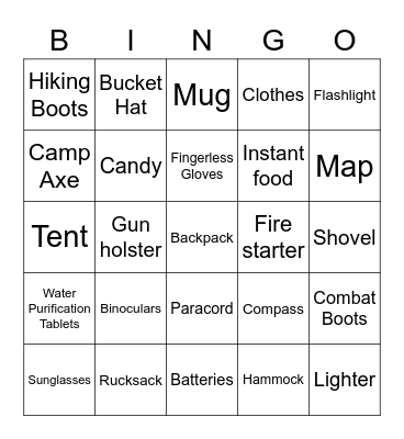 Essential Items in Jumanji Bingo Card