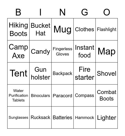 Essential Items in Jumanji Bingo Card