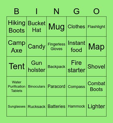Essential Items in Jumanji Bingo Card