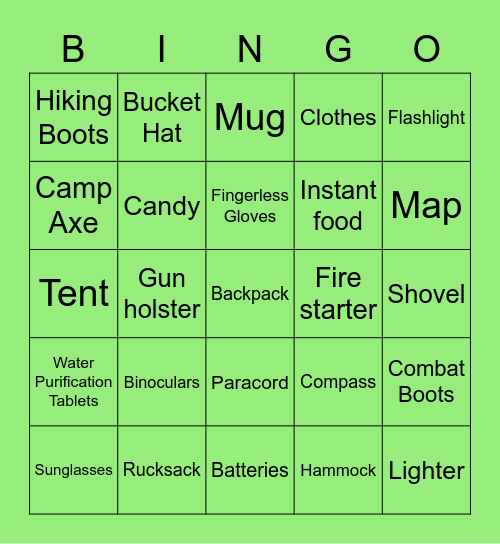Essential Items in Jumanji Bingo Card