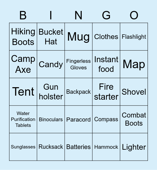 Essential Items in Jumanji Bingo Card