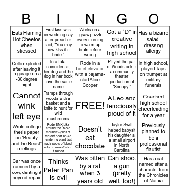YA Author BINGO! Bingo Card