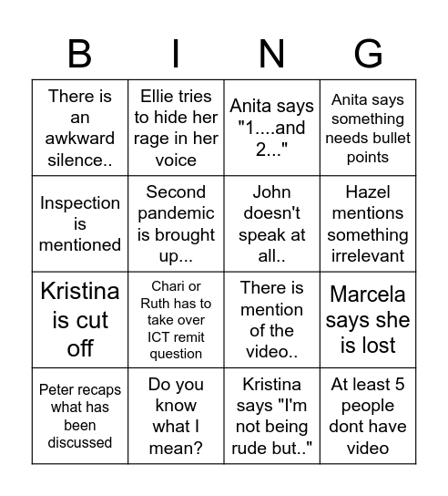 Staff Meeting Bing Bingo Card