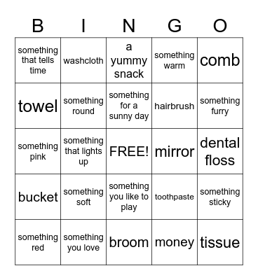 Around The House Bingo Card