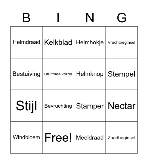 Bloemenbingo Card
