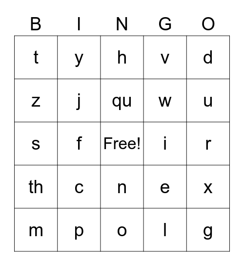 Extra Sounds BINGO Card