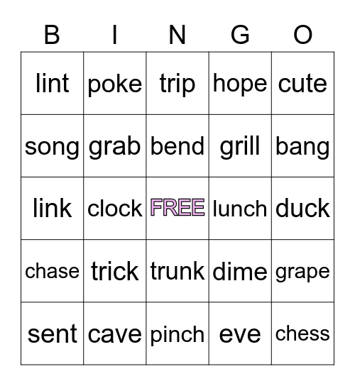 Phonics BINGO Card