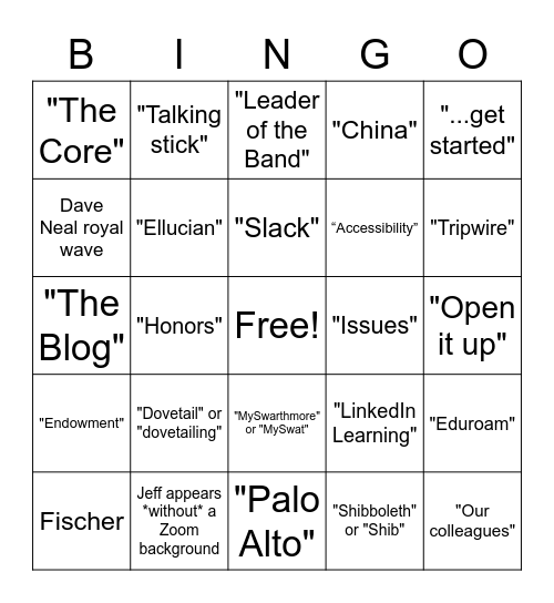 Standup Bingo Card