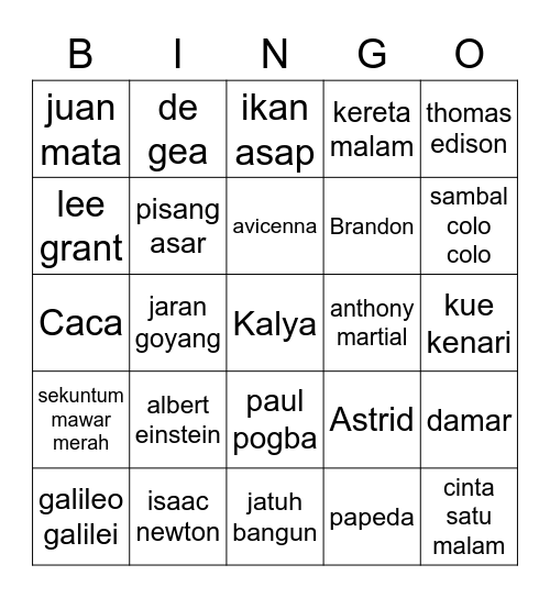 punya azarine Bingo Card